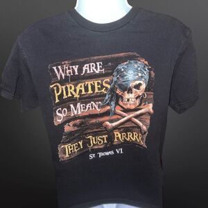Vintage Delta Magnum Weight St. Thomas Virgin Island Pirate T Shirt Kids Large